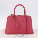 PRADA Galleria Hand Bag Saffiano 2way Pink Gold Auth 198736V-12