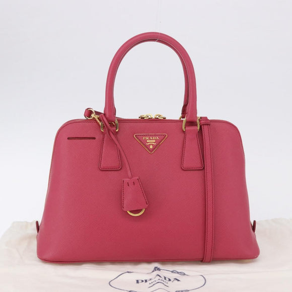 PRADA Galleria Hand Bag Saffiano 2way Pink Gold Auth 198736V