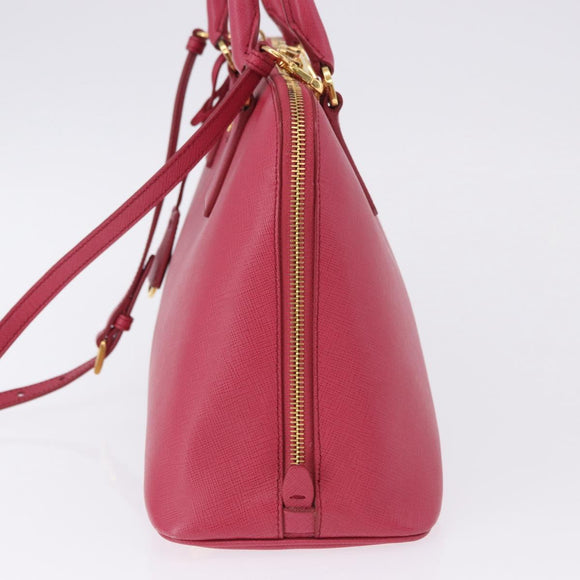 PRADA Galleria Hand Bag Saffiano 2way Pink Gold Auth 198736V