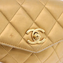 CHANEL Matelasse Waist Bag Lamb Skin Gold CC Auth 198737-17
