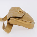 CHANEL Matelasse Waist Bag Lamb Skin Gold CC Auth 198737-4