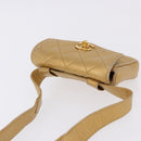 CHANEL Matelasse Waist Bag Lamb Skin Gold CC Auth 198737-6