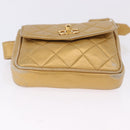 CHANEL Matelasse Waist Bag Lamb Skin Gold CC Auth 198737-5