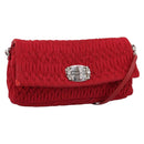 Miu Miu Matelasse Chain Shoulder Bag Nylon Red Silver Auth 198738A-1