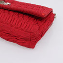 Miu Miu Matelasse Chain Shoulder Bag Nylon Red Silver Auth 198738A-9