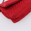 Miu Miu Matelasse Chain Shoulder Bag Nylon Red Silver Auth 198738A-14