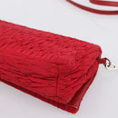 Miu Miu Matelasse Chain Shoulder Bag Nylon Red Silver Auth 198738A-15