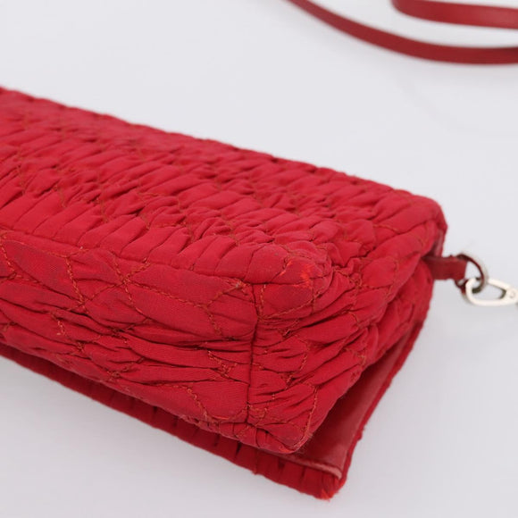Miu Miu Matelasse Chain Shoulder Bag Nylon Red Silver Auth 198738A