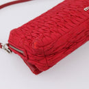 Miu Miu Matelasse Chain Shoulder Bag Nylon Red Silver Auth 198738A-16