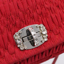 Miu Miu Matelasse Chain Shoulder Bag Nylon Red Silver Auth 198738A-18