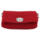 Miu Miu Matelasse Chain Shoulder Bag Nylon Red Silver Auth 198738A-13