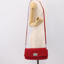 Miu Miu Matelasse Chain Shoulder Bag Nylon Red Silver Auth 198738A-26