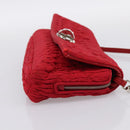 Miu Miu Matelasse Chain Shoulder Bag Nylon Red Silver Auth 198738A-4