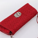 Miu Miu Matelasse Chain Shoulder Bag Nylon Red Silver Auth 198738A-6