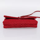 Miu Miu Matelasse Chain Shoulder Bag Nylon Red Silver Auth 198738A-5