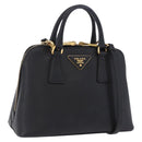 PRADA Hand Bag Saffiano leather 2way Black Gold Auth 198741V-1