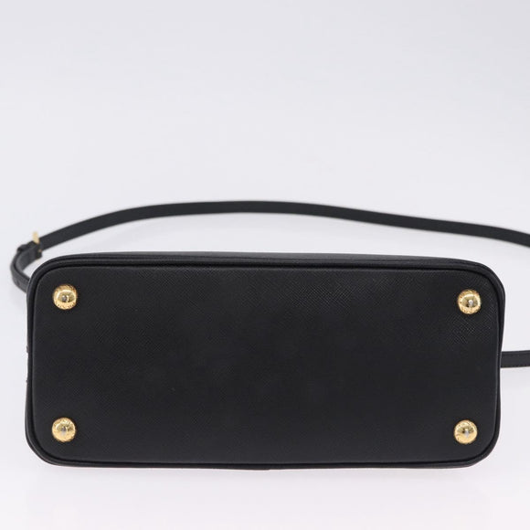 PRADA Hand Bag Saffiano leather 2way Black Gold Auth 198741V