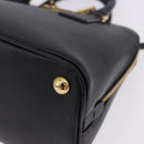 PRADA Hand Bag Saffiano leather 2way Black Gold Auth 198741V-17