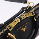 PRADA Hand Bag Saffiano leather 2way Black Gold Auth 198741V-9