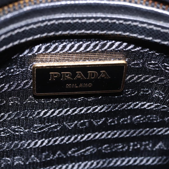 PRADA Hand Bag Saffiano leather 2way Black Gold Auth 198741V