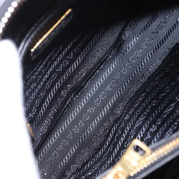 PRADA Hand Bag Saffiano leather 2way Black Gold Auth 198741V