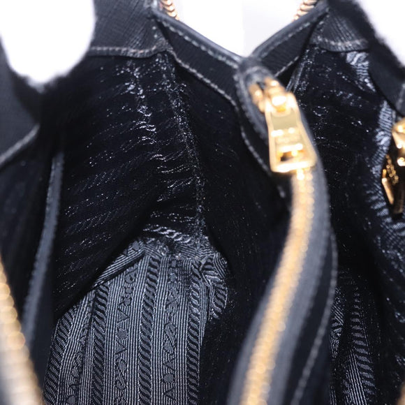 PRADA Hand Bag Saffiano leather 2way Black Gold Auth 198741V