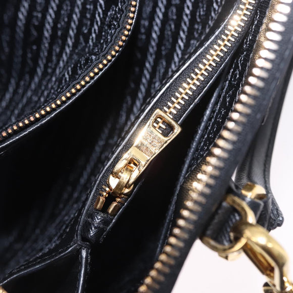 PRADA Hand Bag Saffiano leather 2way Black Gold Auth 198741V