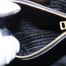 PRADA Hand Bag Saffiano leather 2way Black Gold Auth 198741V-30