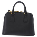 PRADA Hand Bag Saffiano leather 2way Black Gold Auth 198741V-2