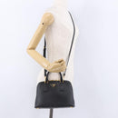 PRADA Hand Bag Saffiano leather 2way Black Gold Auth 198741V-31