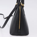 PRADA Hand Bag Saffiano leather 2way Black Gold Auth 198741V-3