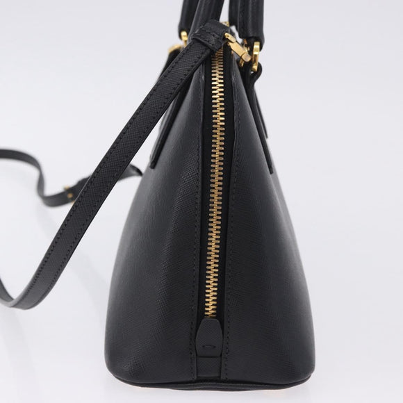 PRADA Hand Bag Saffiano leather 2way Black Gold Auth 198741V