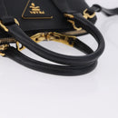 PRADA Hand Bag Saffiano leather 2way Black Gold Auth 198741V-7