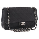 CHANEL Matelasse25 Chain Shoulder Bag Canvas Black Silver CC Auth 198742-1