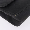 CHANEL Matelasse25 Chain Shoulder Bag Canvas Black Silver CC Auth 198742-8