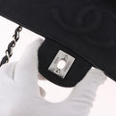 CHANEL Matelasse25 Chain Shoulder Bag Canvas Black Silver CC Auth 198742-9