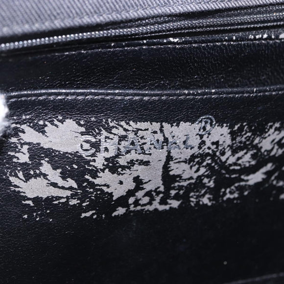 CHANEL Matelasse25 Chain Shoulder Bag Canvas Black Silver CC Auth 198742