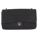 CHANEL Matelasse25 Chain Shoulder Bag Canvas Black Silver CC Auth 198742-13