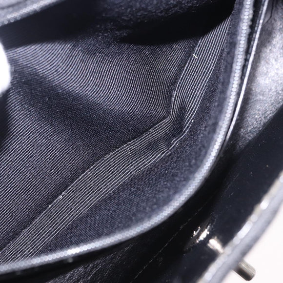 CHANEL Matelasse25 Chain Shoulder Bag Canvas Black Silver CC Auth 198742