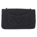 CHANEL Matelasse25 Chain Shoulder Bag Canvas Black Silver CC Auth 198742-2