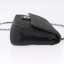 CHANEL Matelasse25 Chain Shoulder Bag Canvas Black Silver CC Auth 198742-3