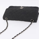 CHANEL Matelasse25 Chain Shoulder Bag Canvas Black Silver CC Auth 198742-6