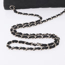 CHANEL Matelasse25 Chain Shoulder Bag Canvas Black Silver CC Auth 198742-7