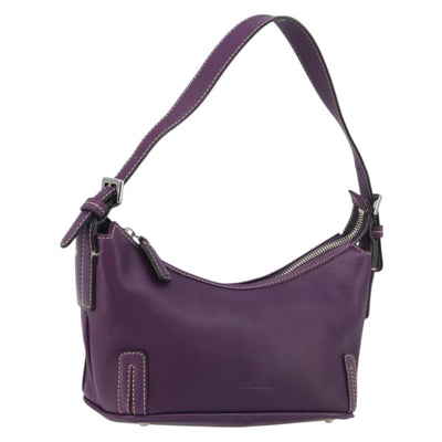 BURBERRY Shoulder Bag Leather Purple Silver Auth 198744A