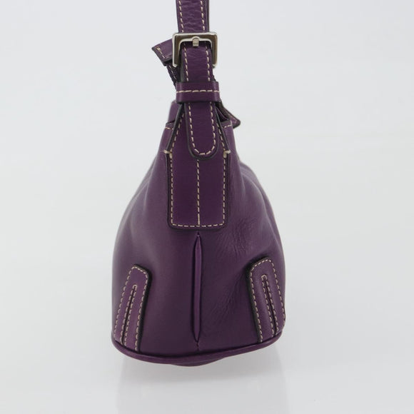 BURBERRY Shoulder Bag Leather Purple Silver Auth 198744A
