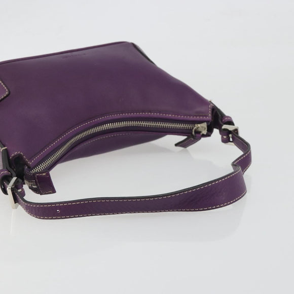 BURBERRY Shoulder Bag Leather Purple Silver Auth 198744A