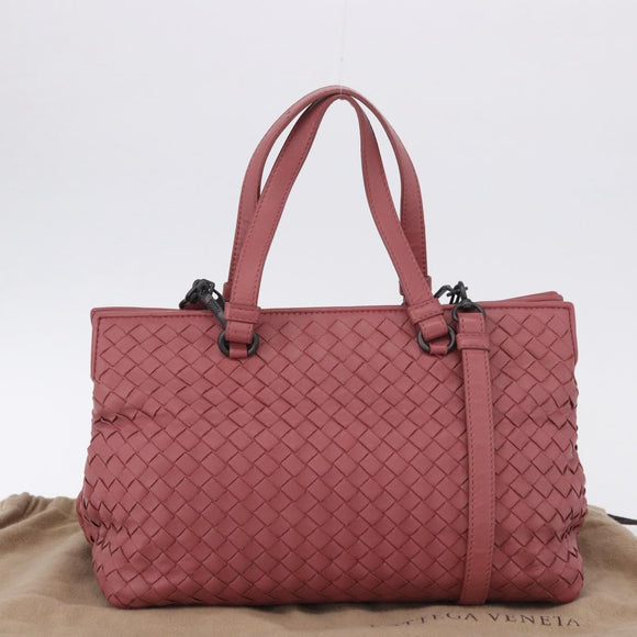 BOTTEGA VENETA INTRECCIATO Hand Bag Leather 2way Pink Auth 198745V