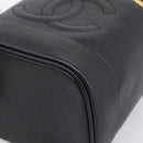 CHANEL COCO Mark Vanity Hand Bag Caviar Skin Black Gold CC Auth 198746V-10