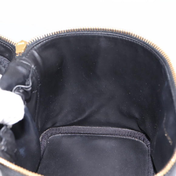 CHANEL COCO Mark Vanity Hand Bag Caviar Skin Black Gold CC Auth 198746V
