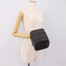CHANEL COCO Mark Vanity Hand Bag Caviar Skin Black Gold CC Auth 198746V-23